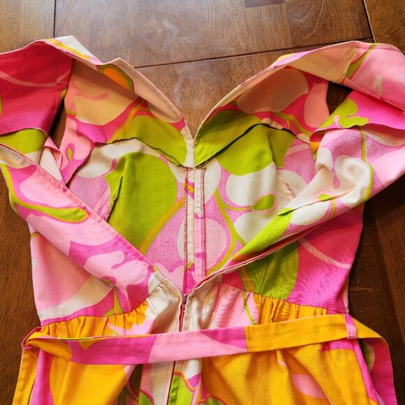 LELAND OF CALIFORNIA Vtg 60-70s  Psychedelic Floral Wide Leg Jumpsuit Womens S - Picture 8 of 12